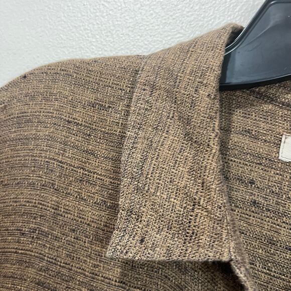 Flax 100% Linen Brown Button Front Collared Midi Shirt Dress Size L Lagenlook - Picture 8 of 8